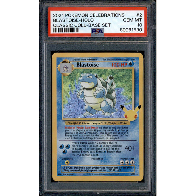Blastoise - 2/102 - PSA 10 - Holo - Celebrations - Pokemon - 61990