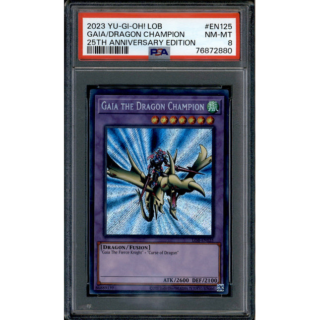 Gaia the Dragon Champion - LOB-EN125 - PSA 8 - Secret - Legend of Blue-Eyes - Pokemon - 72880