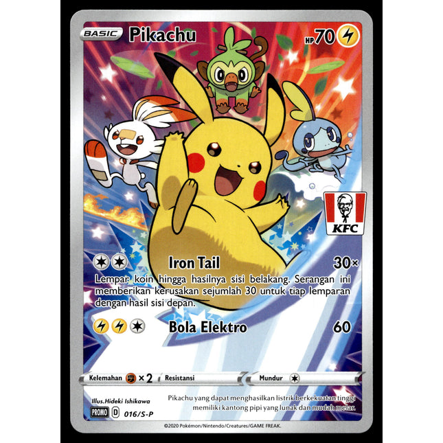 Pikachu - 016/S-P - PSA NM - Indonesian - KFC - Promo - Pokemon - A1-54
