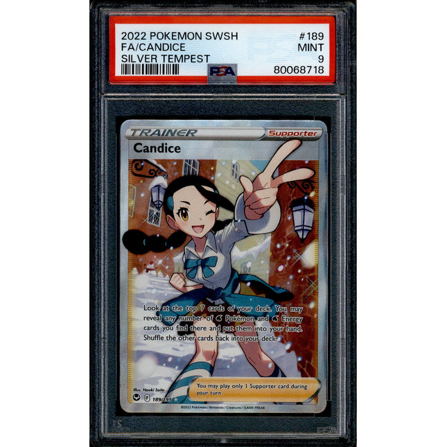Candice - 189/195 - PSA 9 - Full Art - Silver Tempest - Pokemon - 68718