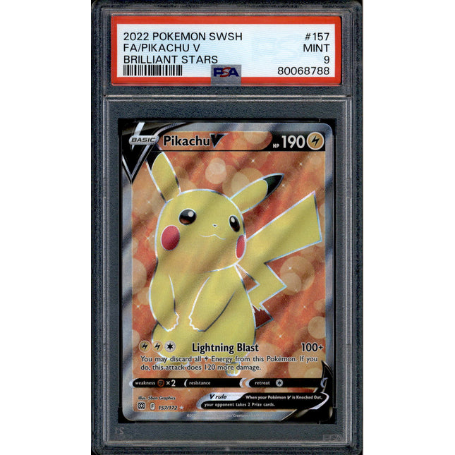 Pikachu V - 157/172 - PSA 9 - Full Art - Brilliant Stars - Pokemon - 68788