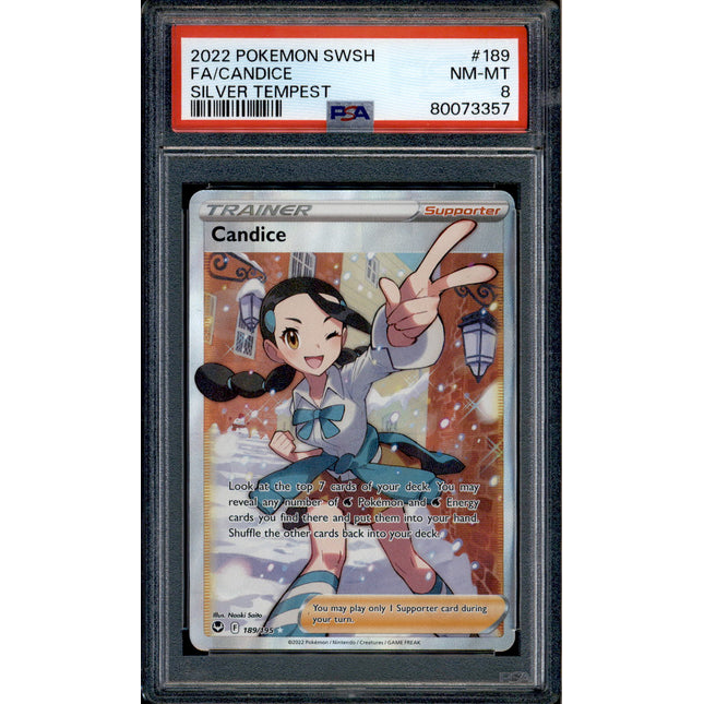 Candice - 189/195 - PSA 8 - Full Art - Silver Tempest - Pokemon - 73357