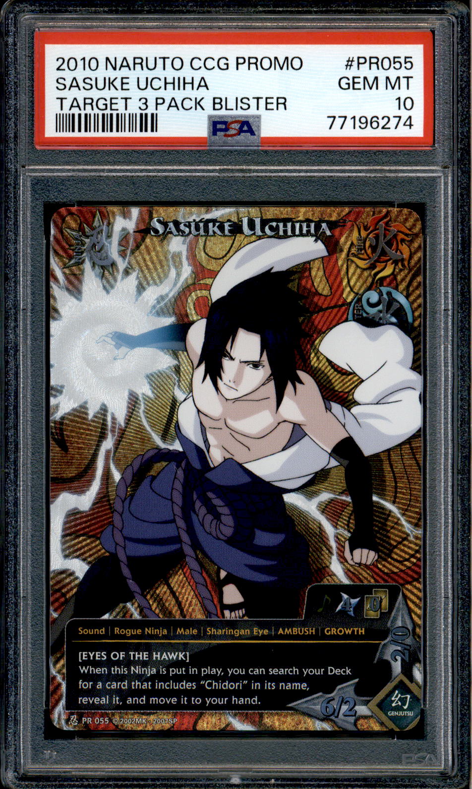 naruto graded cards Sasuke Uchiha - pr 055 - PSA 10 - Full Art - Target Promo