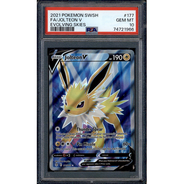 Jolteon V - 177/203 - PSA 10 - Full Art - Evolving Skies - Pokemon - 21966