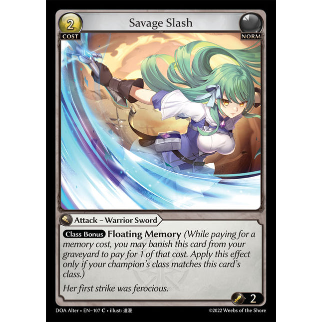 Savage Slash - DOA Alter EN-107 - x4 - Common - Near Mint - Non-Foil - Grand Archive TCG
