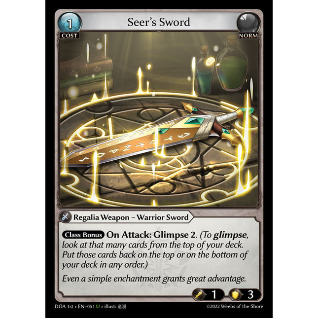 Seer's Sword - DOA 1st EN-051 - Uncommon - Near Mint - Non-Foil - Grand Archive TCG