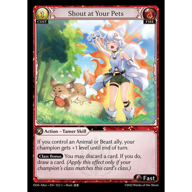 Shout at Your Pets - DOA Alter EN-152 - x1 - Uncommon - Near Mint - Non-Foil - Grand Archive TCG