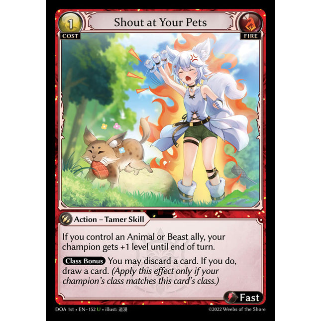Shout at Your Pets - DOA 1st EN-152 - Uncommon - Near Mint - Foil - Grand Archive TCG