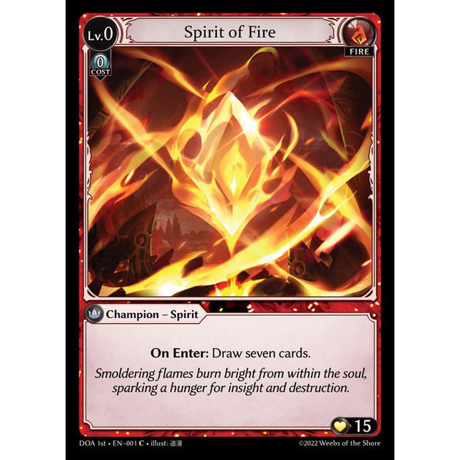 Spirit of Fire - DOA 1st EN-001 - Common - Near Mint - Non-Foil - Grand Archive TCG
