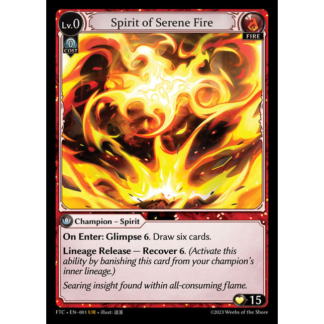 Spirit of Serene Fire - FTC EN-001 - x1 - UR - NM - Non-Foil - Grand Archive TCG