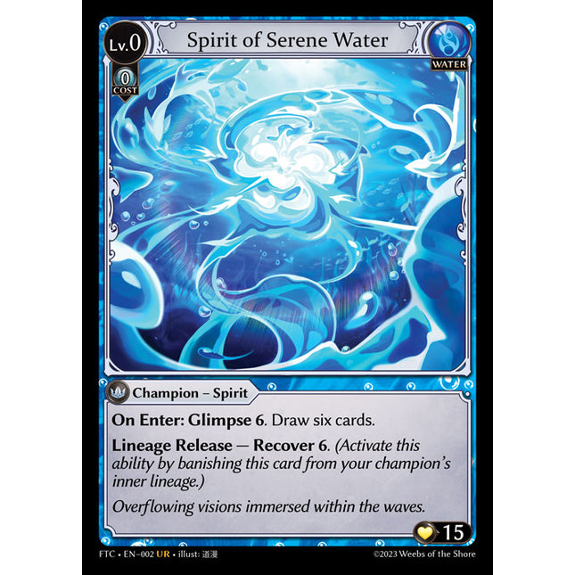 Spirit of Serene Water - FTC EN-002 - x1 - UR - NM - Non-Foil - Grand Archive TCG