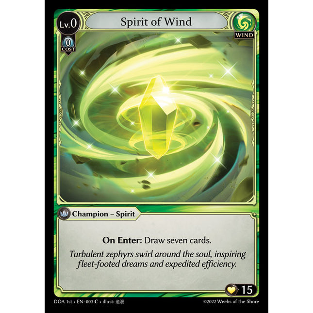 Spirit of Wind - DOA 1st EN-003 - Common - Near Mint - Non-Foil - Grand Archive TCG