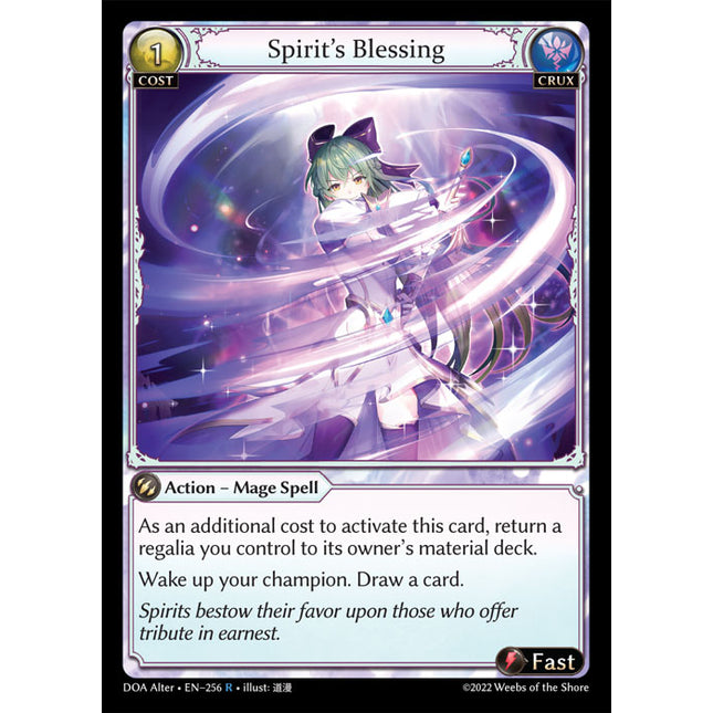 Spirit's Blessing - DOA Alter EN-256 - x1 - Rare - Near Mint - Non-Foil - Grand Archive TCG