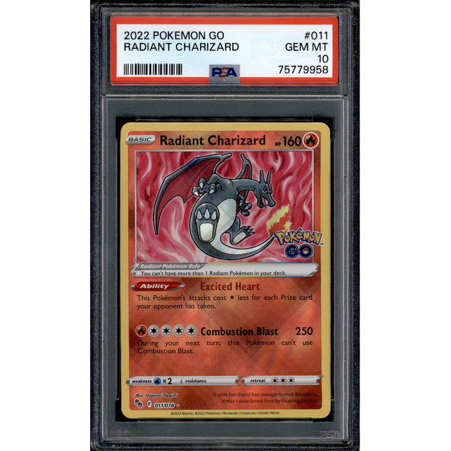 Radiant Charizard - 011/078 - PSA 10 - Ultra Rare - Pokemon GO - Pokemon - 79958