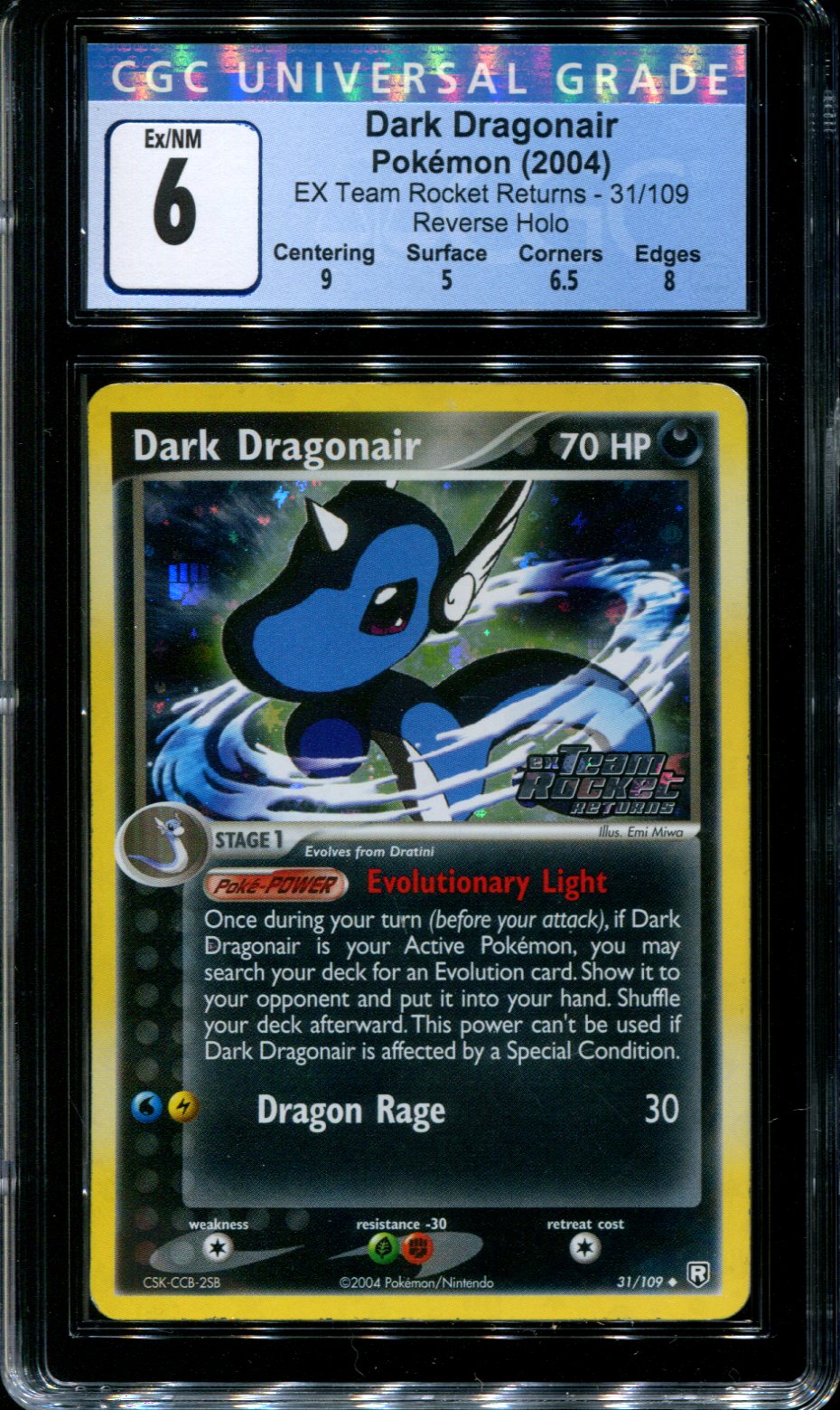Dark Dragonair - 31/109 - CGC 6 - Reverse Holo - Team Rocket Returns - Squeaks Game World Dark Dragonair - 31/109 - CGC 6 - Reverse Holo - Team Rocket Returns - Squeaks Game World