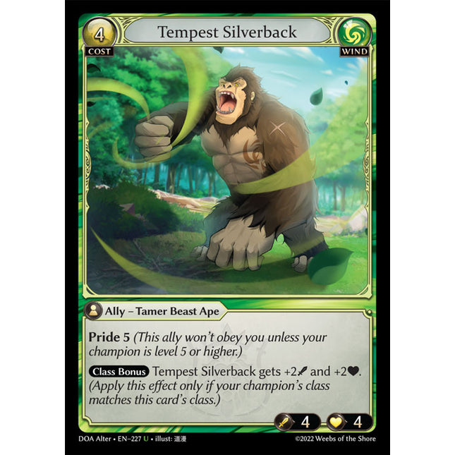 Tempest Silverback - DOA Alter EN-227 - x1 - Uncommon - Near Mint - Non-Foil - Grand Archive TCG