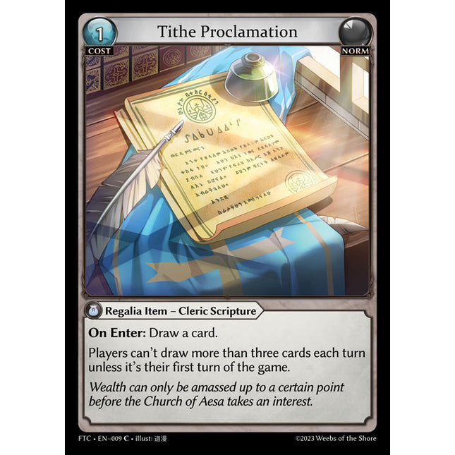 Tithe Proclamation - FTC EN-009 - x1 - C - NM - Foil - Grand Archive TCG