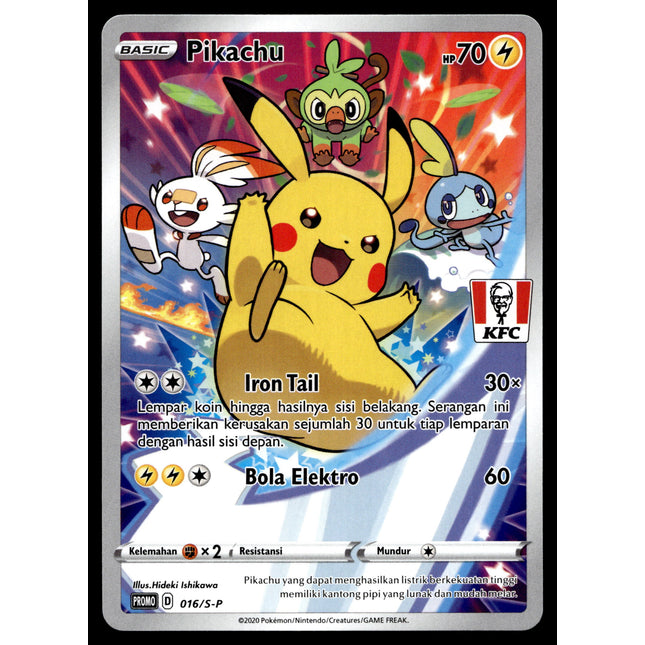 Pikachu - 016/S-P - PSA NM - Indonesian - KFC - Promo - Pokemon - A1-57
