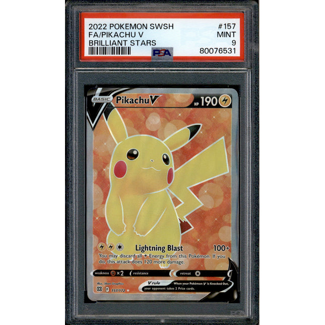 Pikachu V - 157/172 - PSA 9 - Full Art - Brilliant Stars - Pokemon - 76531