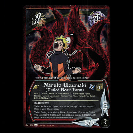 Naruto Uzumaki (Tailed Beast Form) - 1061 - NM - 1st Edition Foil - S20 - Naruto CCG - D4-94