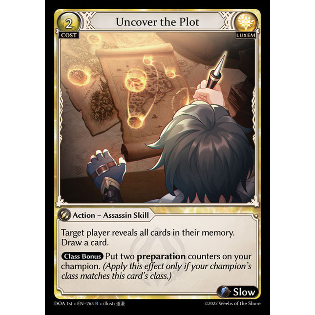 Uncover the Plot - DOA 1st EN-265 - Rare - Near Mint - Non-Foil - Grand Archive TCG