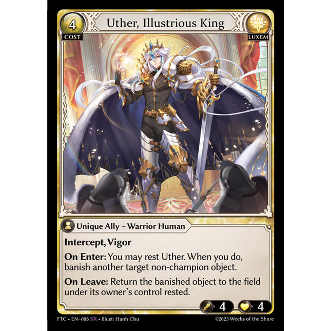 Uther, Illustrious King - FTC EN-088 - x1 - SR - NM - Non-Foil - Grand Archive TCG