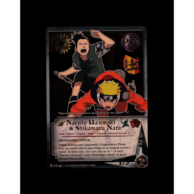 Naruto Uzumaki & Shikamaru Nara - 278 - NM - 1st Edition - Foil - Naruto CCG - D4-310