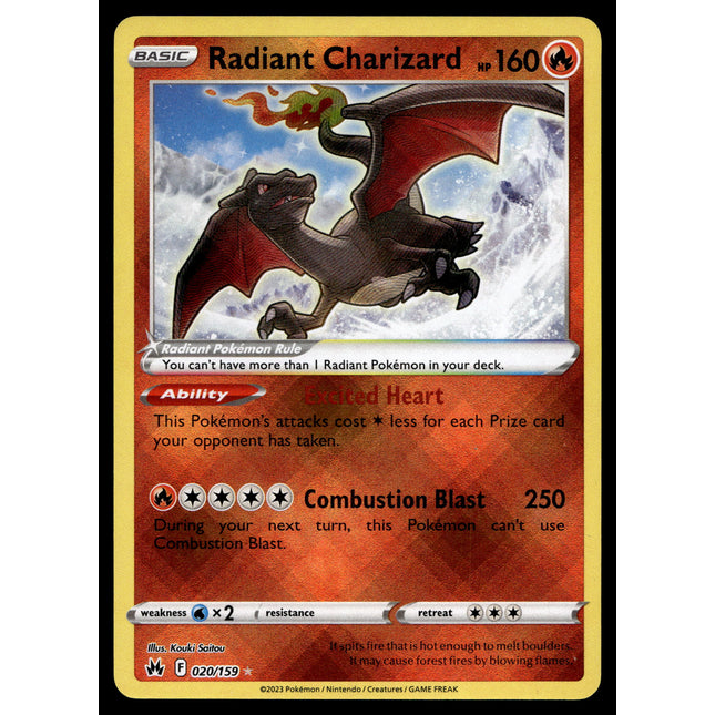 Radiant Charizard - 020/159 - NM - Ultra Rare - Crown Zenith - Pokemon - A7-66
