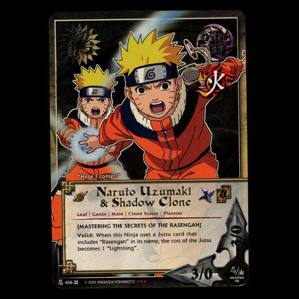Naruto Uzumaki & Shadow Clone - 406 - NM - Unlimited - Foil - Naruto CCG - E1-112
