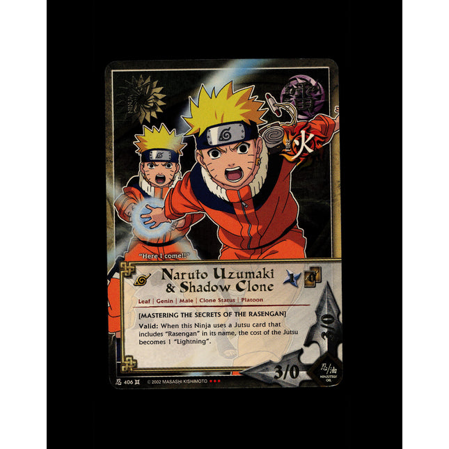 Naruto Uzumaki & Shadow Clone - 406 - NM - Unlimited - Foil - Naruto CCG - E1-112