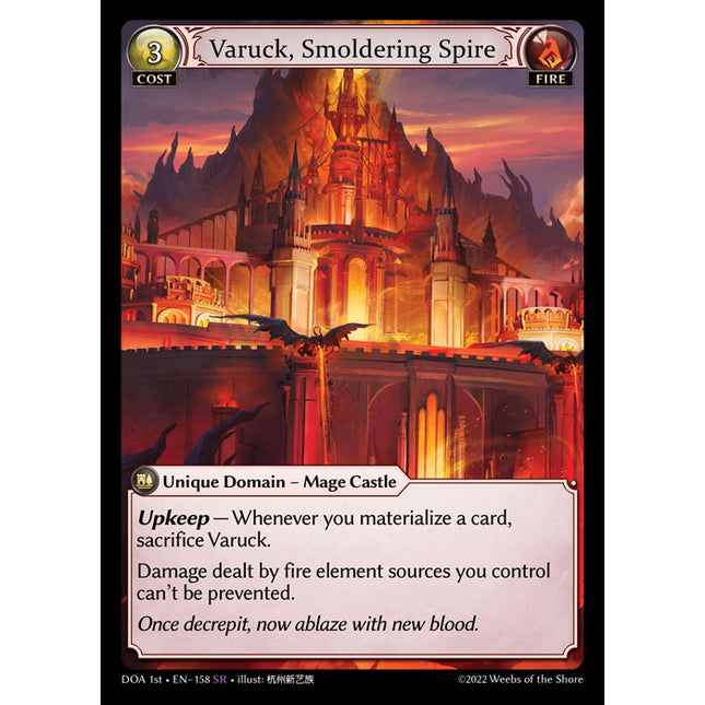 Varuck, Smoldering Spire - DOA 1st EN-158 - Super Rare - Near Mint - Non-Foil - Grand Archive TCG