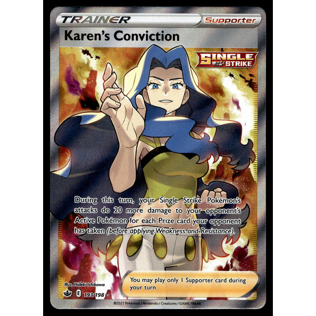 Karen's Conviction - 193/198 - PSA NM - Full Art - Chilling Reign - Pokemon - A5-21
