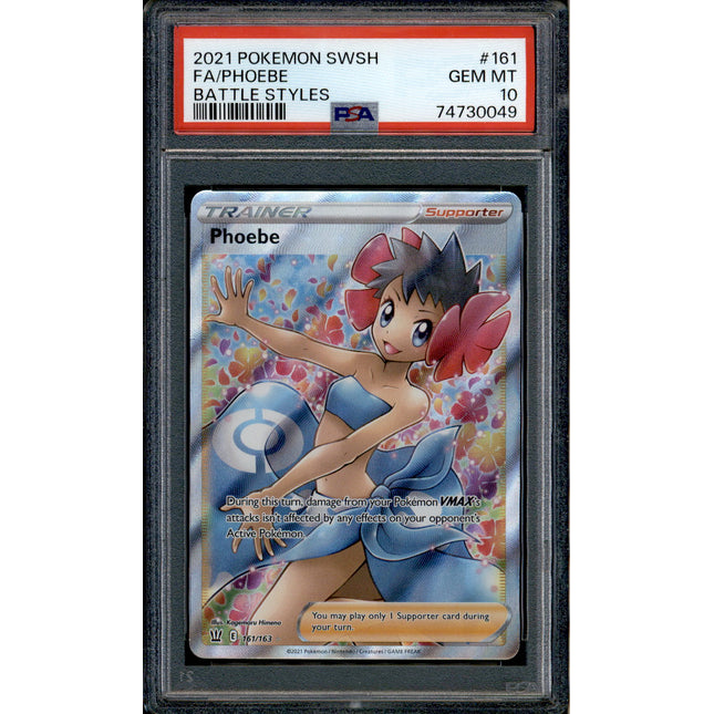 Phoebe - 161/163 - PSA 10 - Full Art - Battle Styles - Pokemon - 30049
