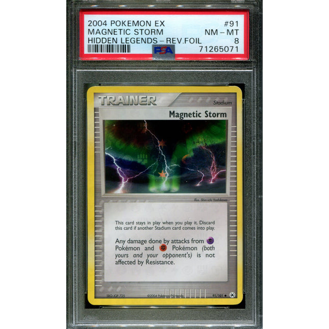 Magnetic Storm - 91/101 - PSA 8 - Reverse Holo - Hidden Legends - Pokemon - 65071