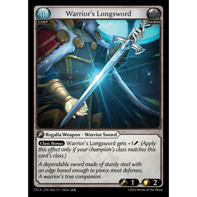 Warrior's Longsword - FTCA EN-024 - x1 - SR - NM - Armaments Foil - Grand Archive TCG