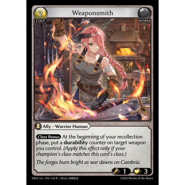 Weaponsmith - DOA 1st EN-116 - Common - Near Mint - Foil - Grand Archive TCG