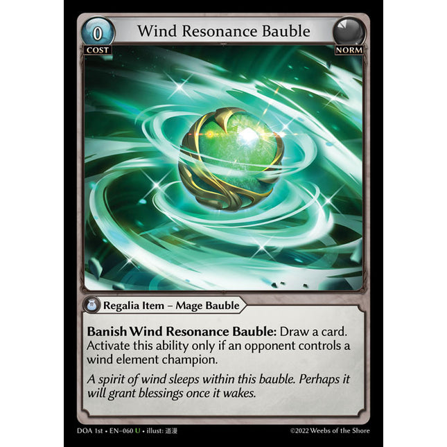 Wind Resonance Bauble - DOA 1st EN-060 - Uncommon - Near Mint - Foil - Grand Archive TCG