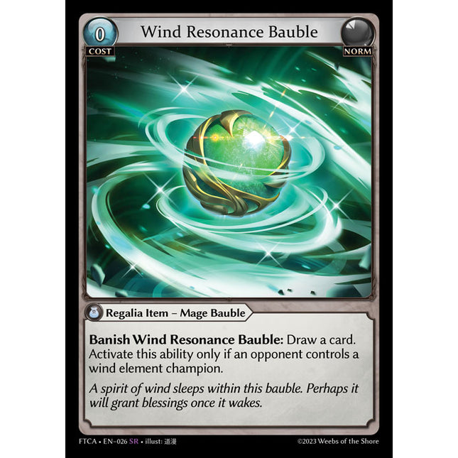 Wind Resonance Bauble - FTCA EN-026 - x1 - SR - NM - Armaments Foil - Grand Archive TCG