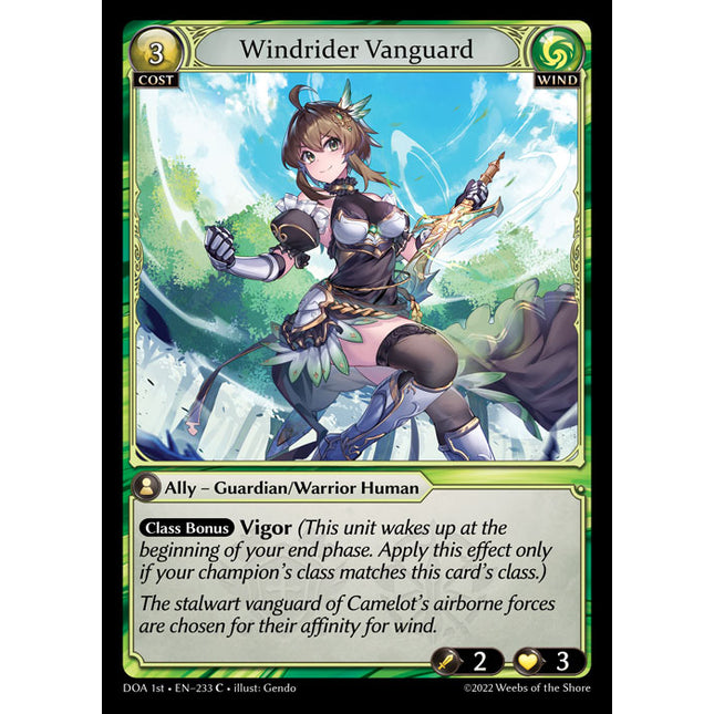 Windrider Vanguard - DOA 1st EN-233 - Common - Near Mint - Foil - Grand Archive TCG