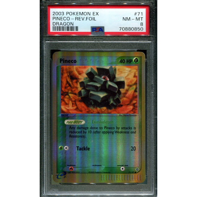 Pineco - 71/97 - PSA 8 - Reverse Holo - Dragon - Pokemon - 80850