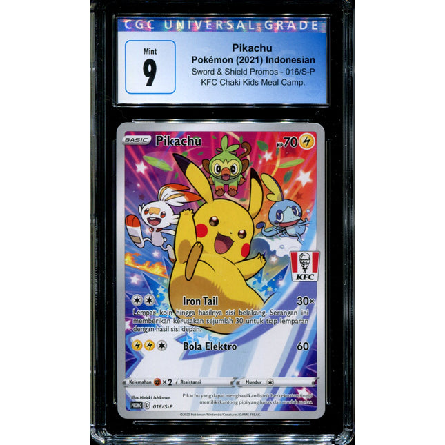 Pikachu - 016/S-P - CGC 9 - Sword & Shield Promos - Indonesian - KFC - Pokemon - 94081