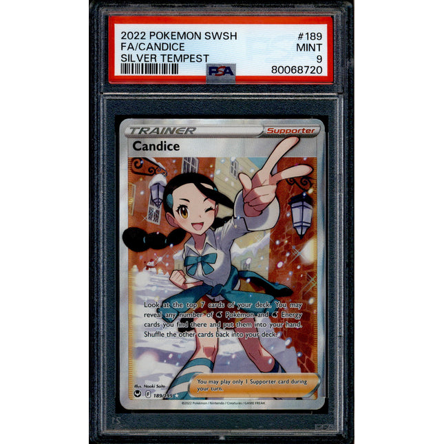 Candice - 189/195 - PSA 9 - Full Art - Silver Tempest - Pokemon - 68720