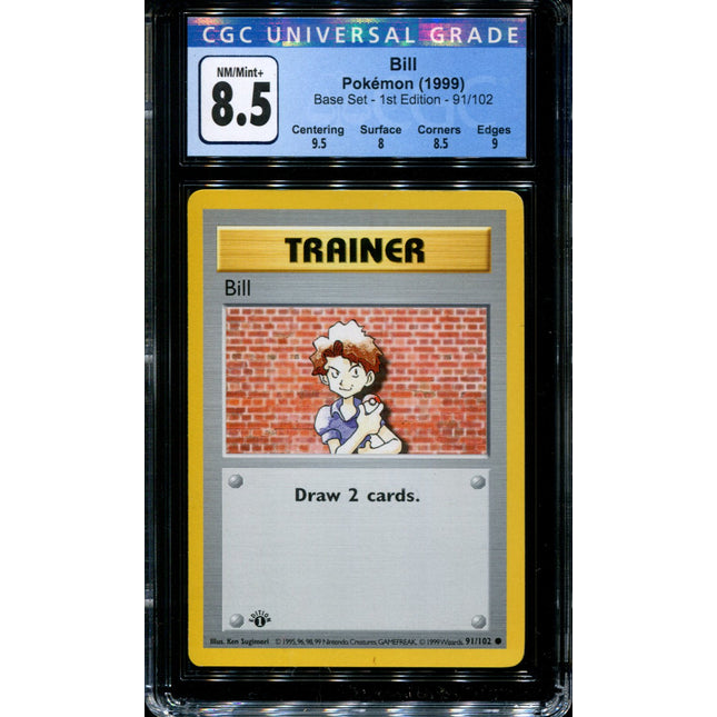 Bill - 91/102 - CGC 8.5 - 1st Edition - Base Set - Pokemon - 38092
