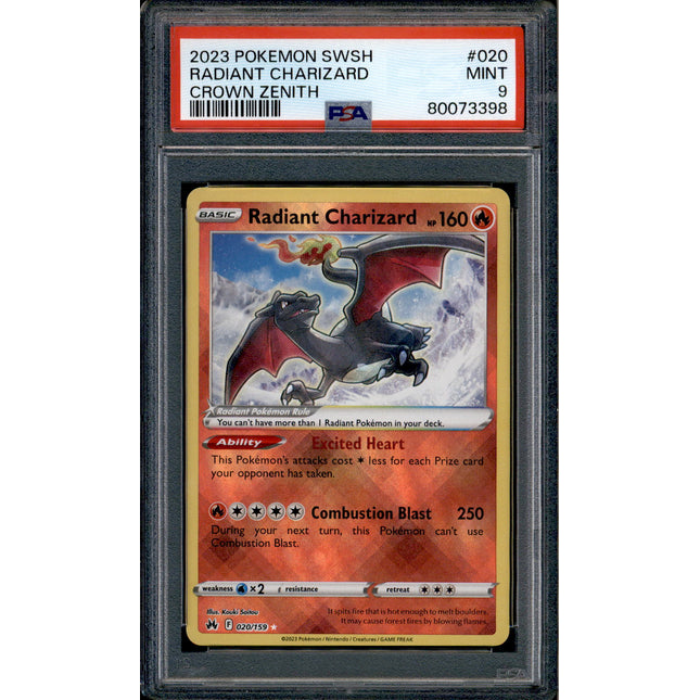 Radiant Charizard - 020/159 - PSA 9 - Holo - Crown Zenith - Pokemon - 73398