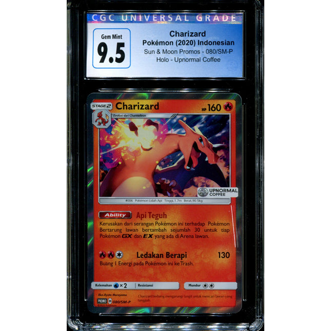 Charizard - 080/SM-P - CGC 9.5 - Sun & Moon Promos - Indonesian - Upnormal Coffee - Pokemon - 94129