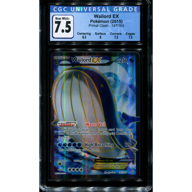 Wailord EX - 147/160 - CGC 7.5 Near Mint+ - Primal Clash - 02050
