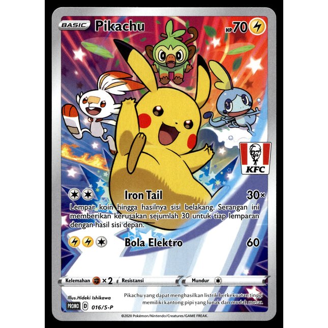 Pikachu - 016/S-P - PSA NM - Indonesian - KFC - Promo - Pokemon - A1-46
