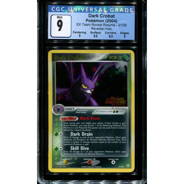 Dark Crobat - 3/109 - CGC 9 Mint - Reverse Holo - Team Rocket Returns - 36669