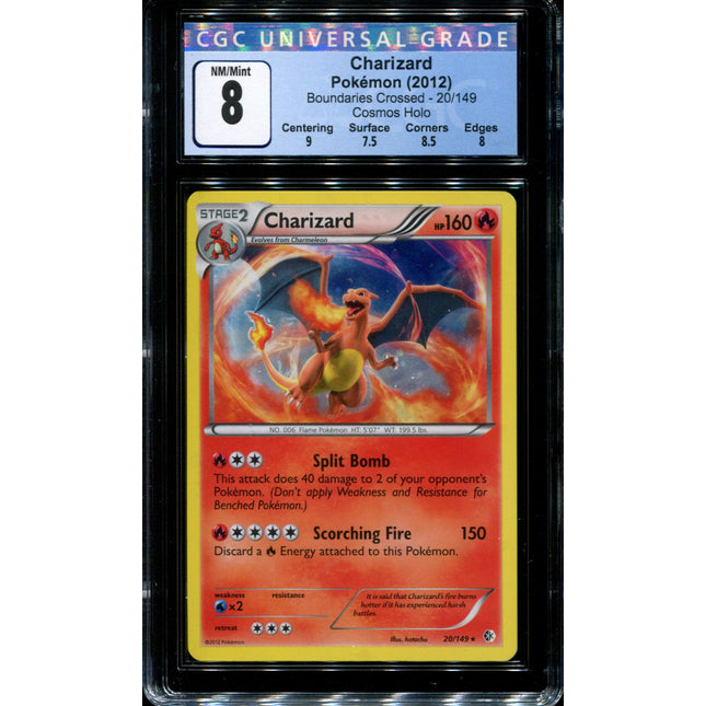 2012 charizard pokemon card Charizard - 20/149 - CGC 8 - Cosmos Holo - Boundaries Crossed