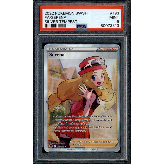 serena full art pokemon card SERENA # 193/195 PSA 8 Full Art TRAINER Silver Tempest Pokemon